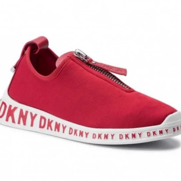 DKNY Red Melissa Neoprene Zip Sneakers - Picture 1 of 7